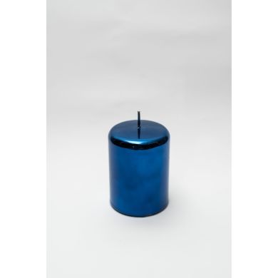 Свеча цилиндрическая синий вельвет/синий металл 100x70 Candele Firenze PL100070MP21 8026159040270