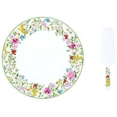Тарілка для торта &Oslash; 32 см з лопаткою з порцеляни GARDEN DREAMS POZZI MILANO I004R1112GADR