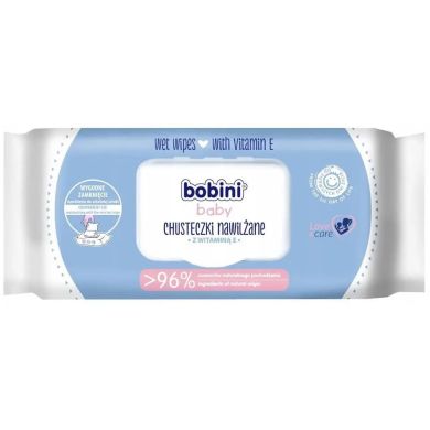 Влажные гипоаллергенные салфетки с витамином Е, 60 шт. - 0+ Bobini 5900931027891