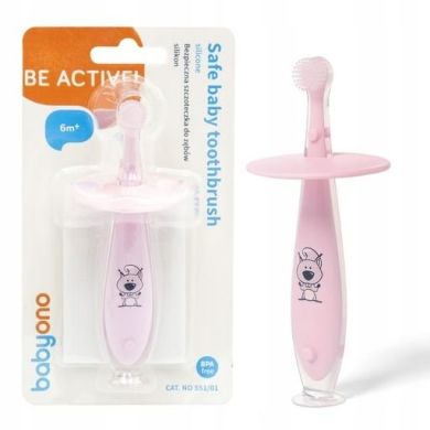 Зубная щеточка с ограничителем Розовый 6+ BabyOno 551/02, Розовый