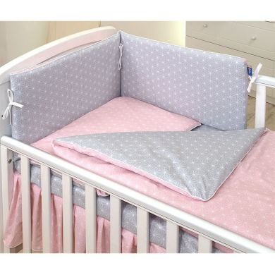 Детский комплект постельного белья Amy геометрия серо-розовый 3 шт набор 69177, детский