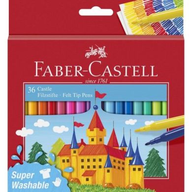 Фломастери Faber-Castell Felt tip Замок в картонній коробці 36 кольорів, 554 203 31678