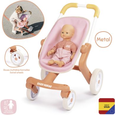 Коляска для куклы Baby Nurse Терракотовая пудра. Прогулка с поворотными колесами 7600251224