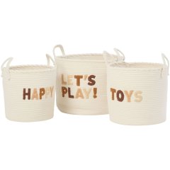 Корзина для игрушек COTTON WH/BR S (30x30x27см) J-LINE C61587