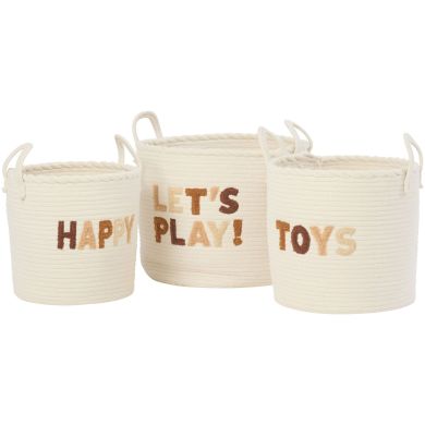 Корзина для игрушек COTTON WH/BR S (30x30x27см) J-LINE C61587