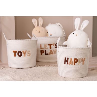 Корзина для игрушек COTTON WH/BR S (30x30x27см) J-LINE C61587