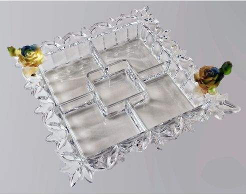 Хрустальная тарелка для закусок на 5 секций, 35&times;35&times;11 см. CRISTAL DE PARIS 7091/9/