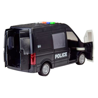 Машинка игрушечная Автопром Полицейский фургон инерционная пластиковая 1:32 со звуковыми и световыми эффектами черная 7669C