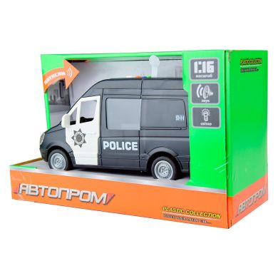Машинка іграшкова Автопром Поліцейський фургон інерційна пластикова 1:32 зі звуковими і світловими ефектами чорна 7669C