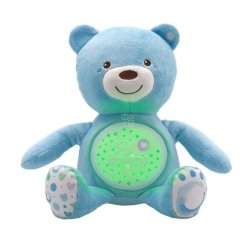 Мягкая игрушка Chicco Музыкальный Медвежонок-проектор голубой интерактивный 08015.20, Голубой