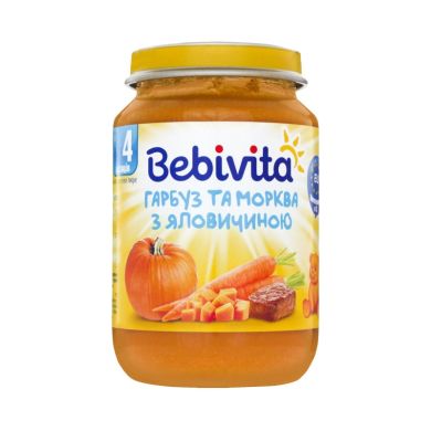 Пюре Bebivita Тыква и морковь с говядиной с 4 месяцев 190 г 1823 9007253104197