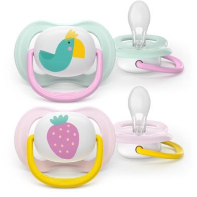 Пустышка Avent Ultra Air, 0-6 месяцев, 2 шт, дизайн для девушек SCF080/24