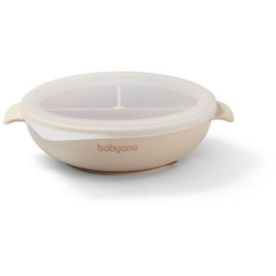 Силиконовая тарелка с присоской и крышечкой (Бежева) Babyono 1661/03