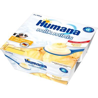 Йогурт Humana Baby Milchdessert Banane Банан 4х100 г 78441 4031244784414